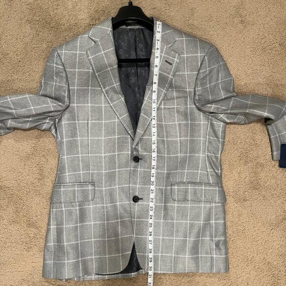Arnold Brant Mens Sport Coat Gray Windowpane Lightweight Blazer 40S corporate - Picture 8 of 12